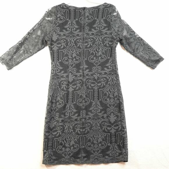 H&M Lace‎ Dress Gray with Black Lining 3/4 Sleeve Women's Size Medium - Picture 12 of 14